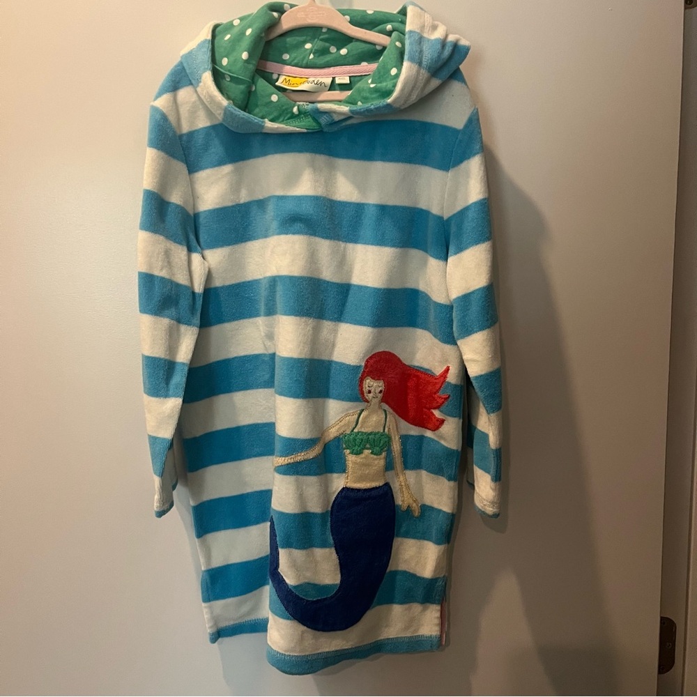 Girls 6-7 Blue and White Striped Mermaid Pajamas